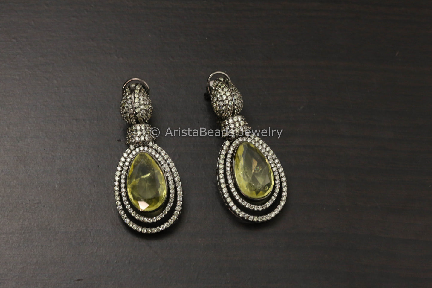 Victorian CZ & Doublet Earrings - Yellow