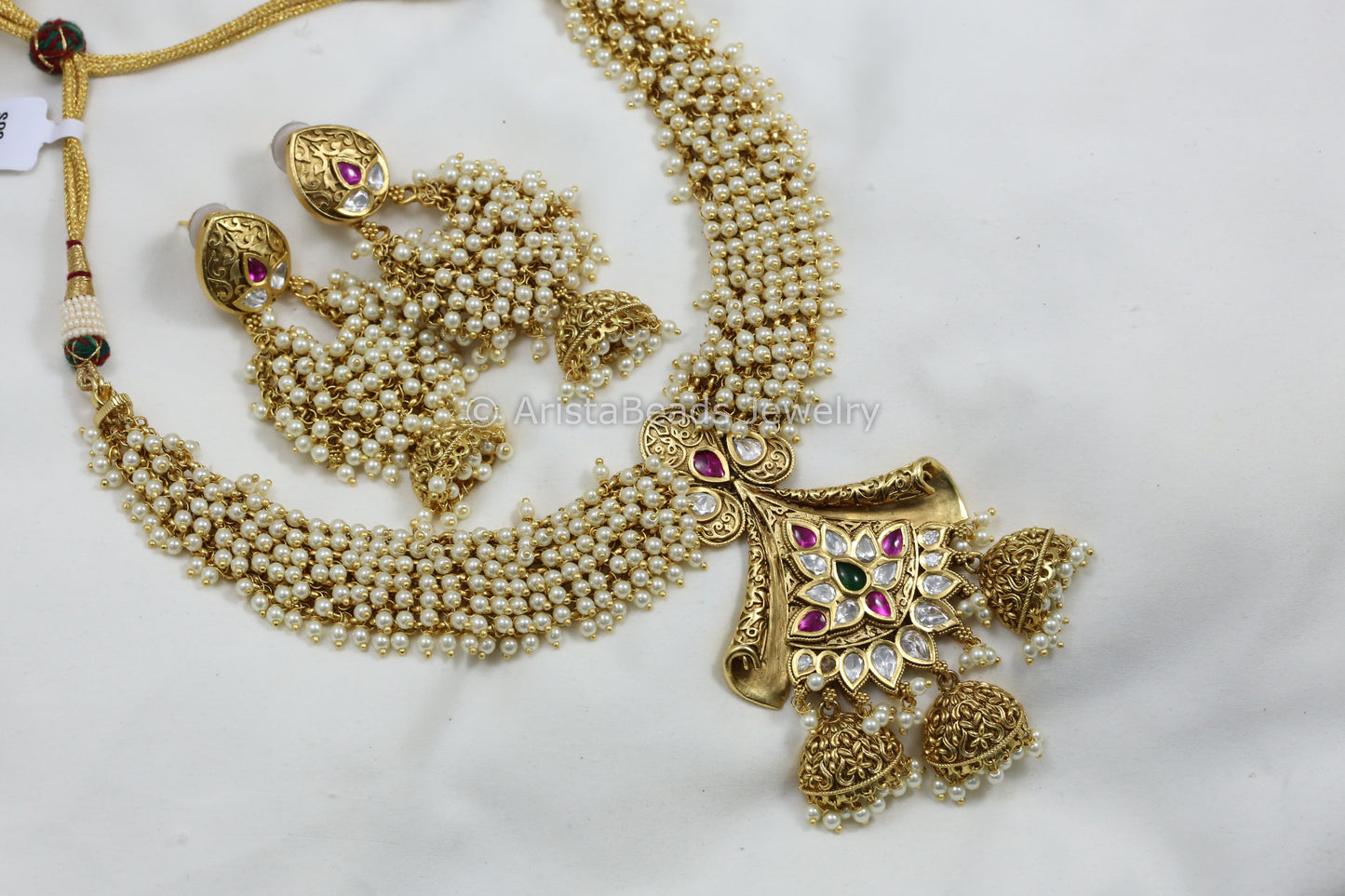 Kundan & Pearl Guttapusalu Necklace Set - Multi