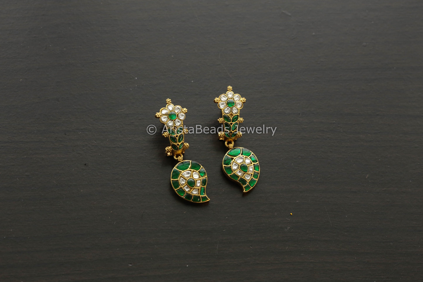 Jadau Kundan Mango Paisley Earrings