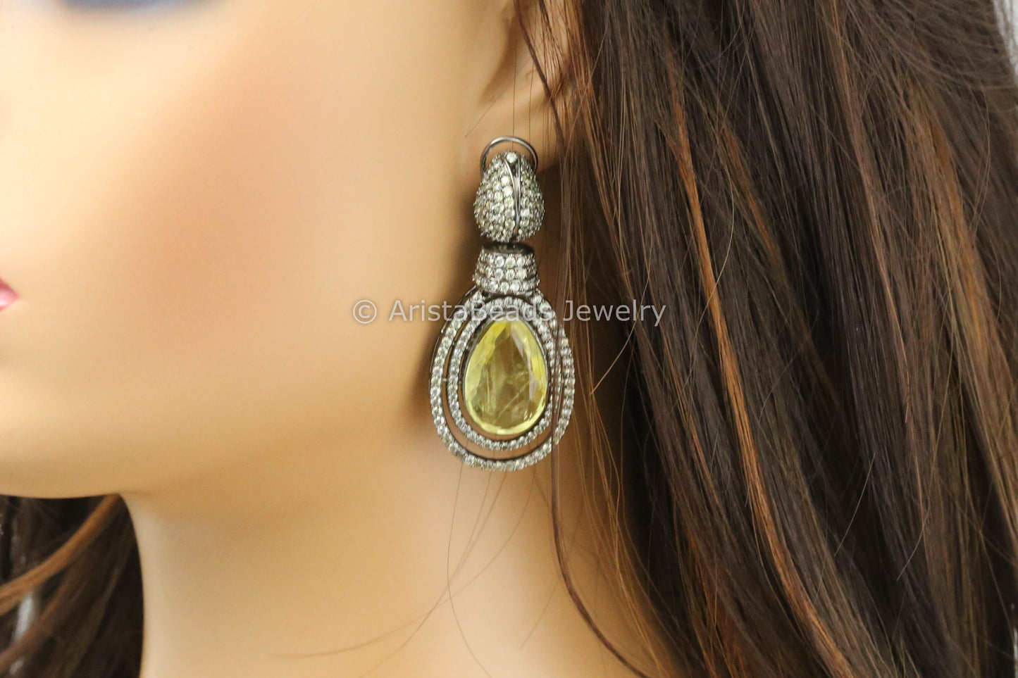 Victorian CZ & Doublet Earrings - Yellow