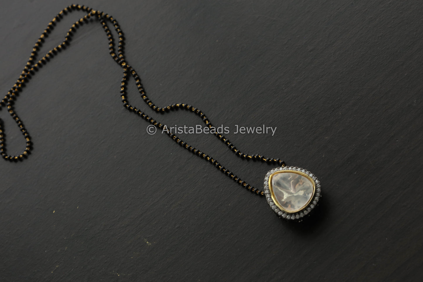 Dainty Victorian Polki & CZ Pendant Chain