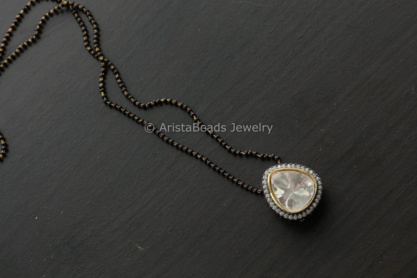 Dainty Victorian Polki & CZ Pendant Chain