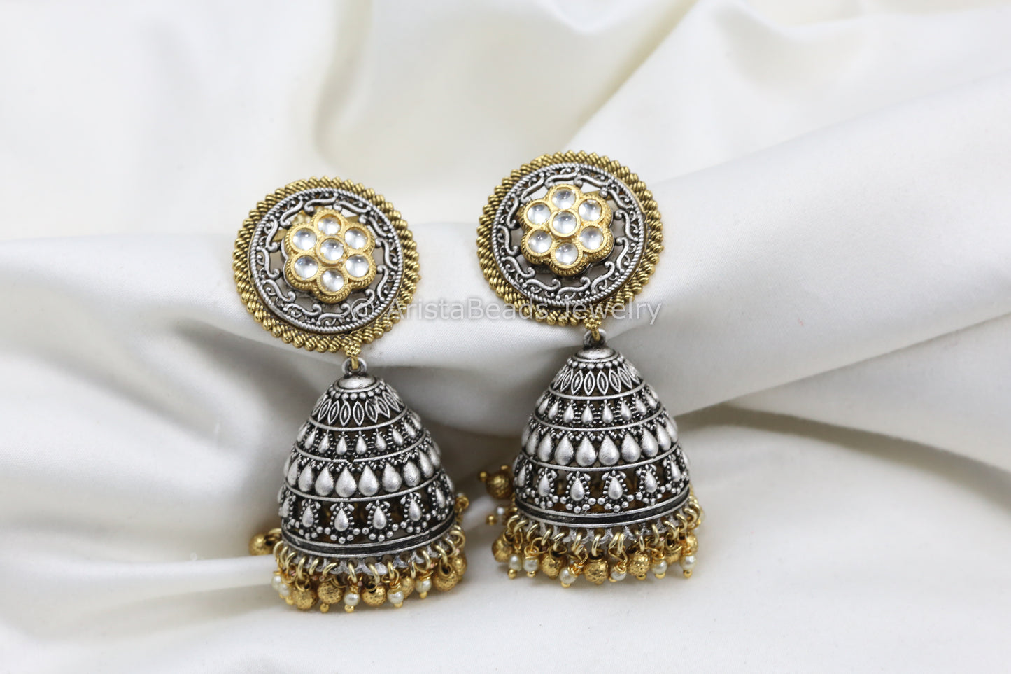 Dual Tone Fusion Jhumka - Clear