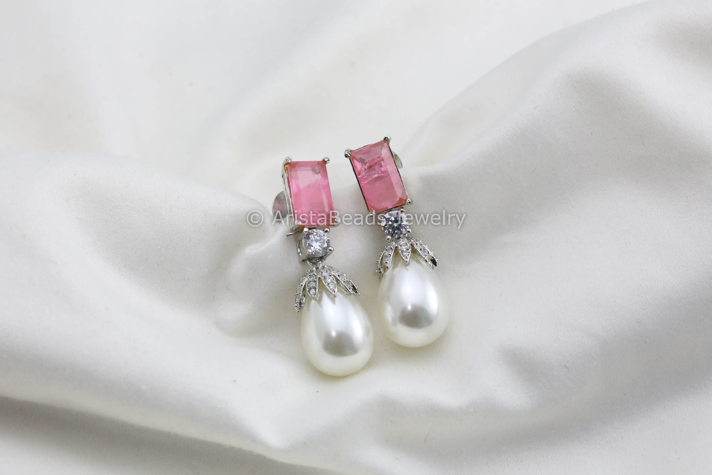 Dainty Doublet CZ & Pearls Earrings