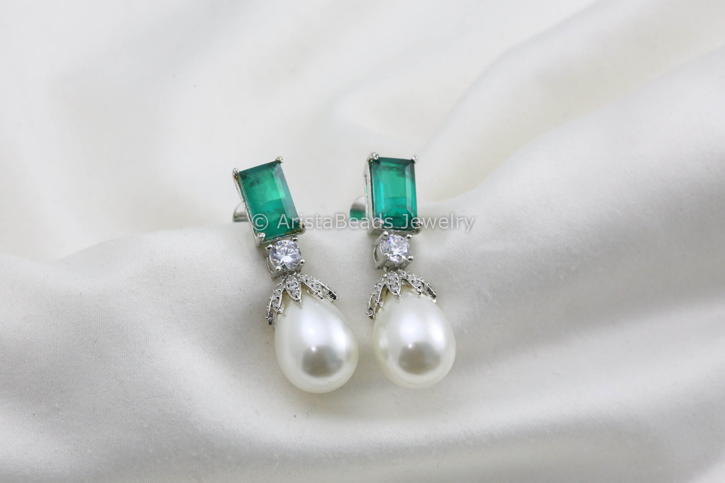 Dainty Doublet CZ & Pearls Earrings
