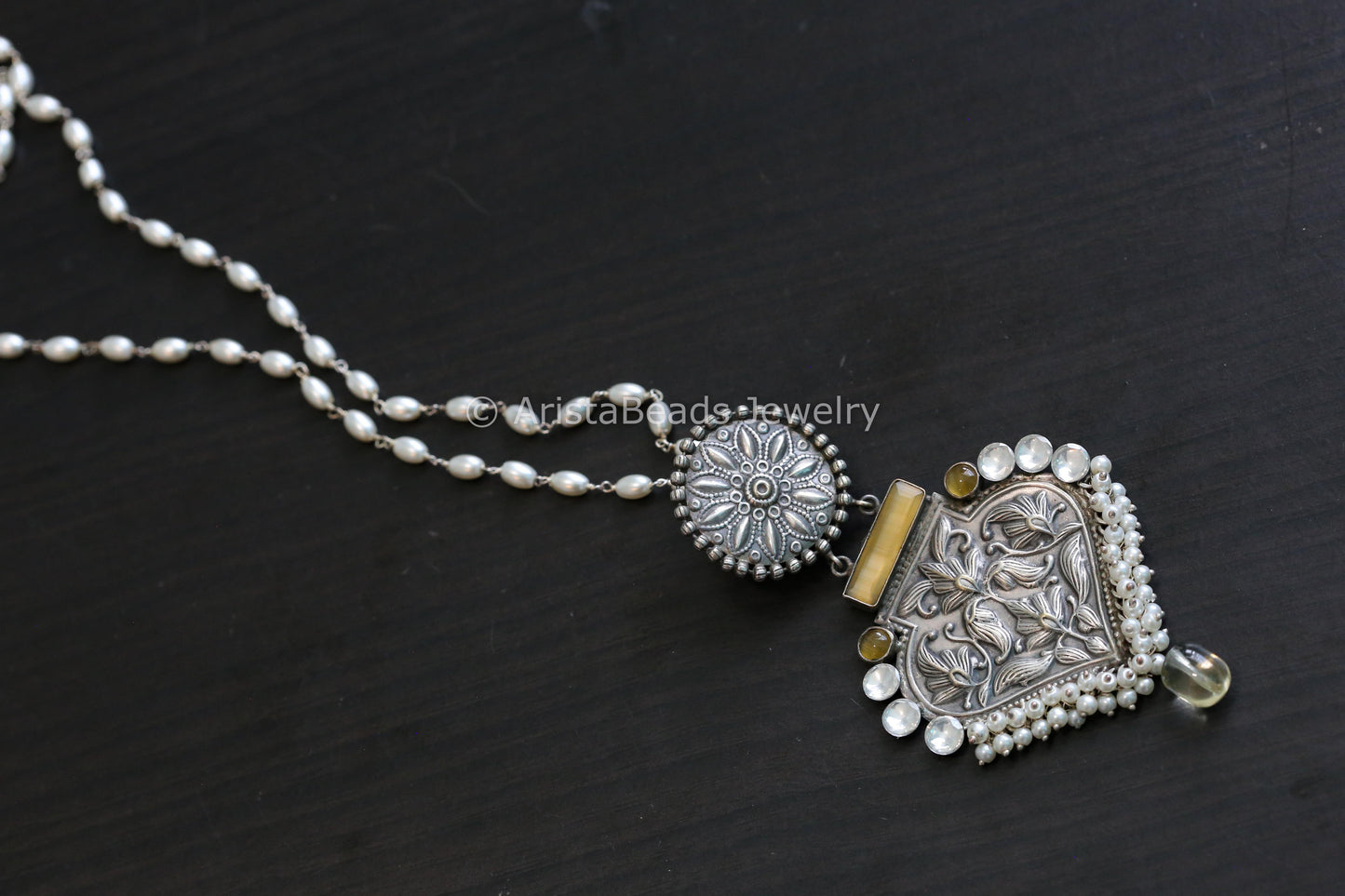 Silver Look Necklace - Yellow