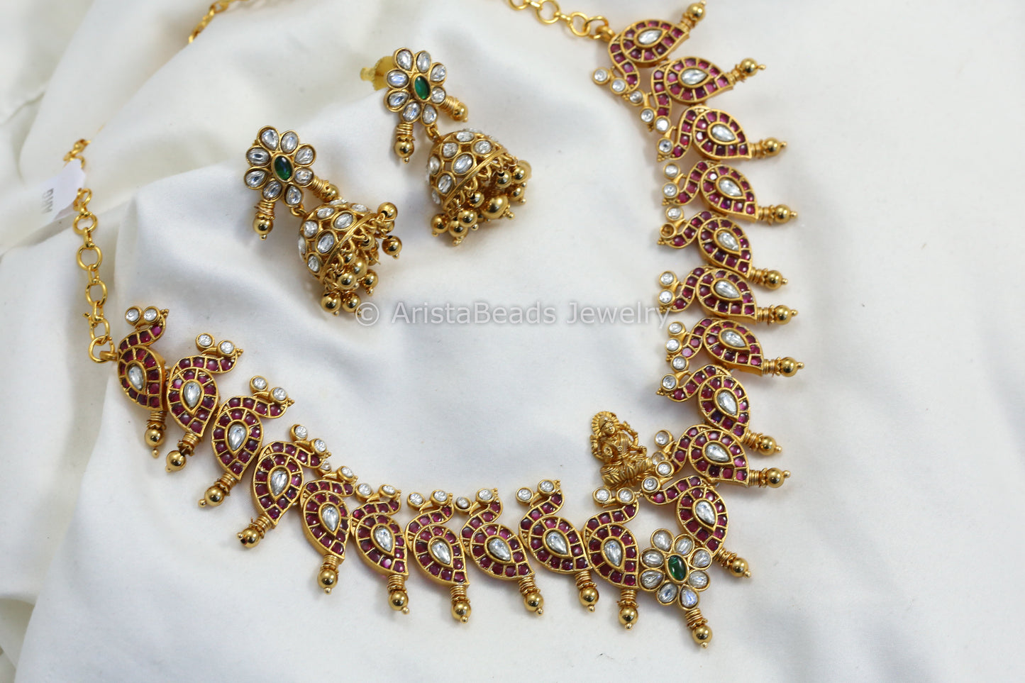 Kemp & Kundan Polki Necklace Set - Ruby
