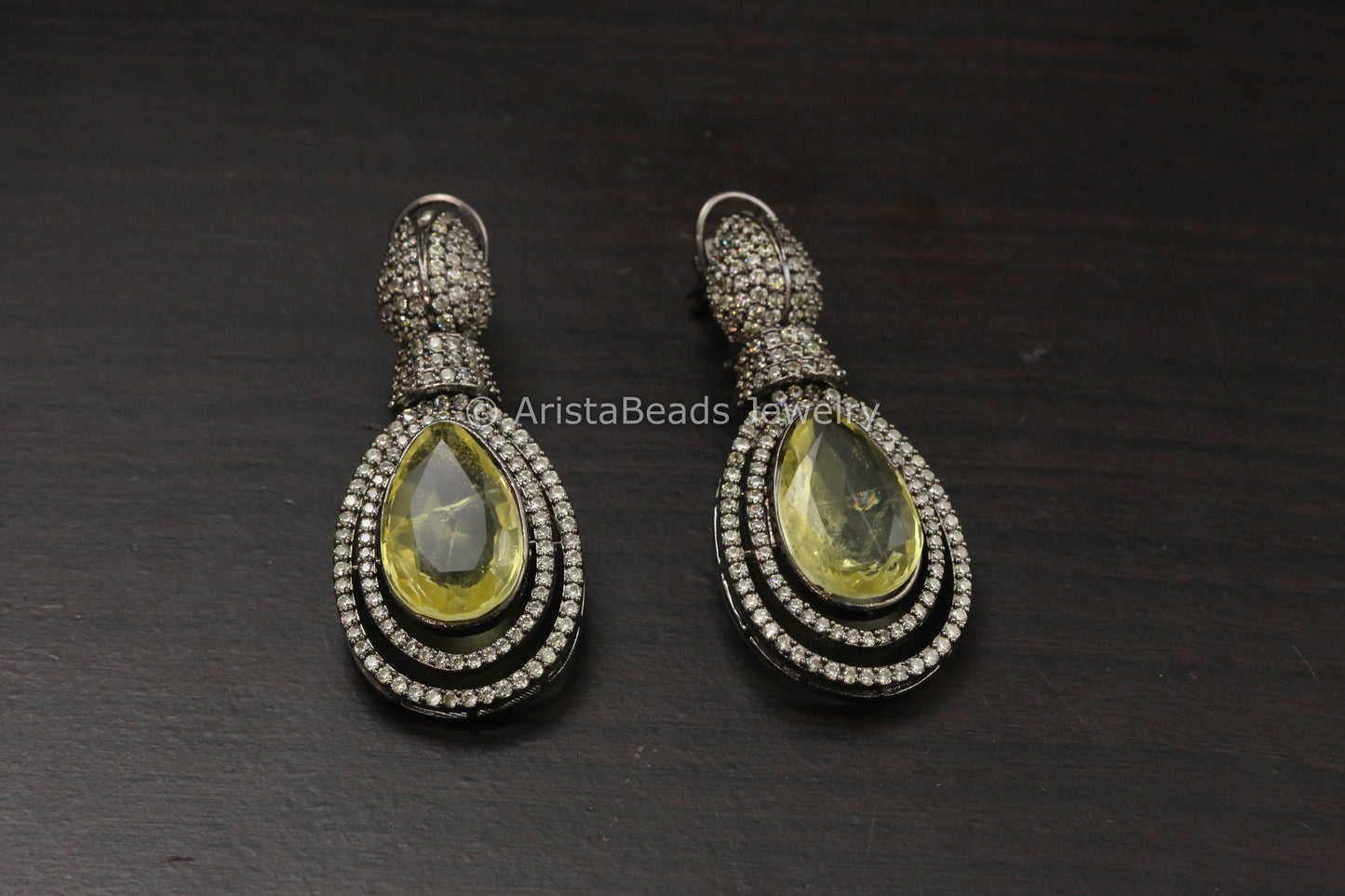 Victorian CZ & Doublet Earrings - Yellow