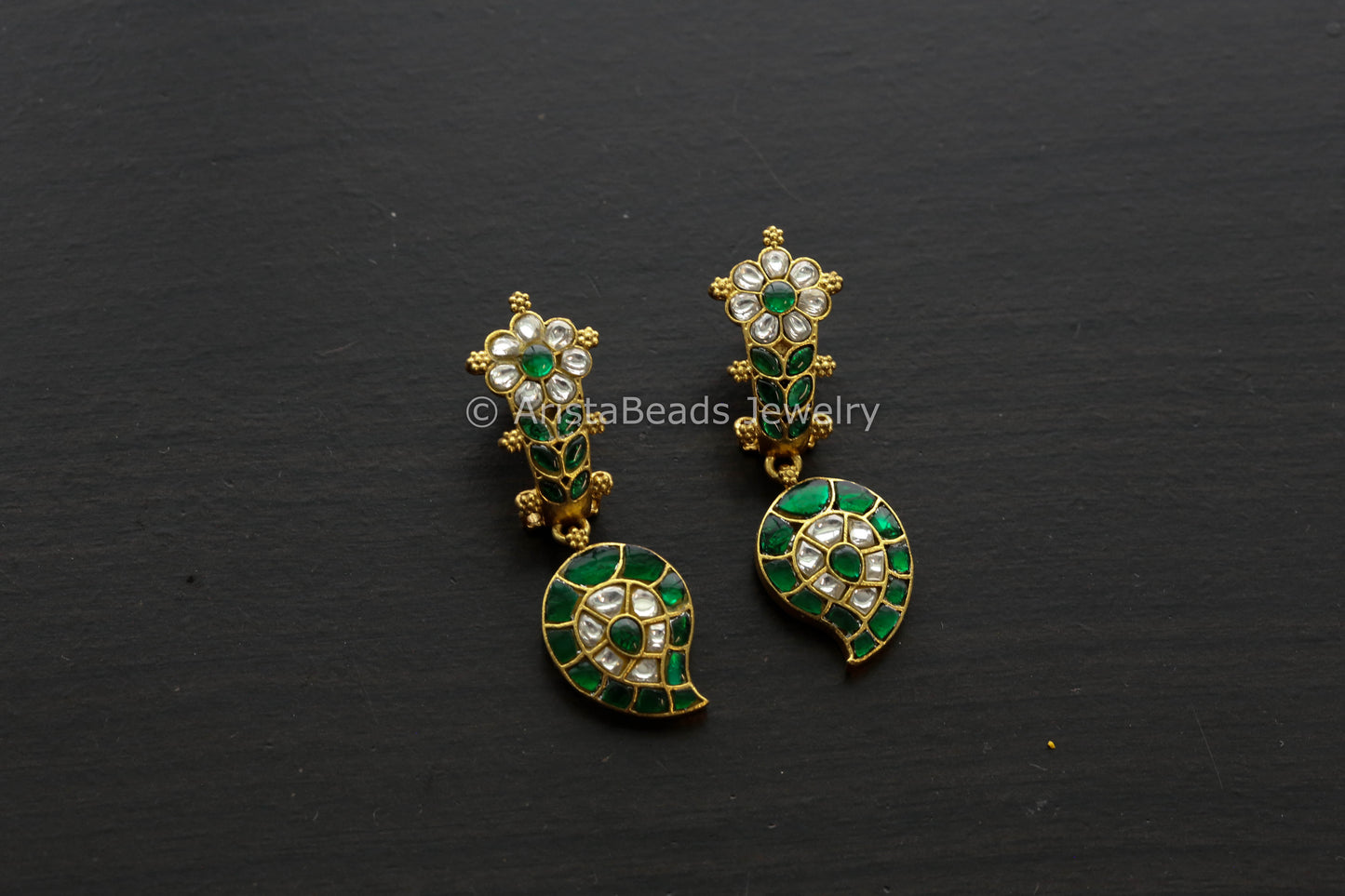 Jadau Kundan Mango Paisley Earrings