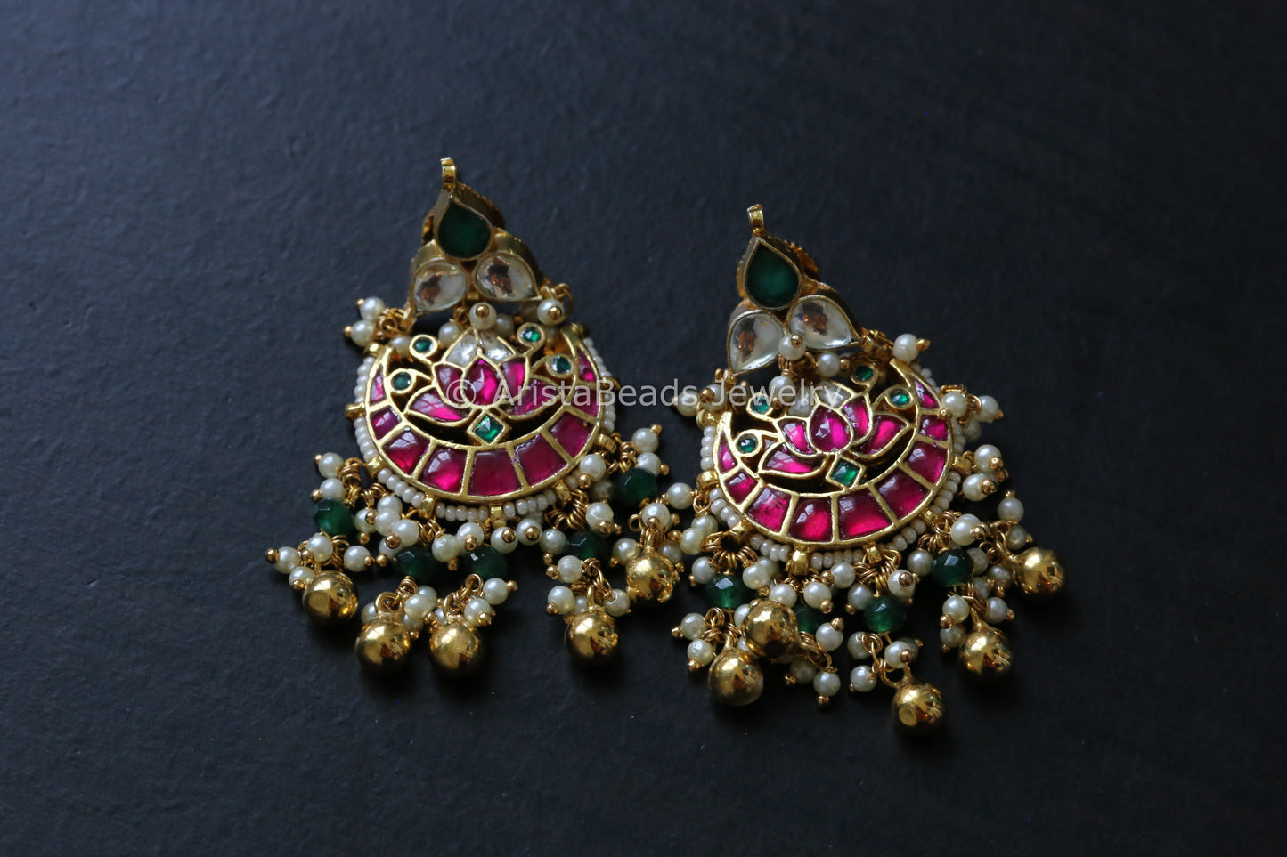 Ruby Pachi Kundan Lotus Earrings