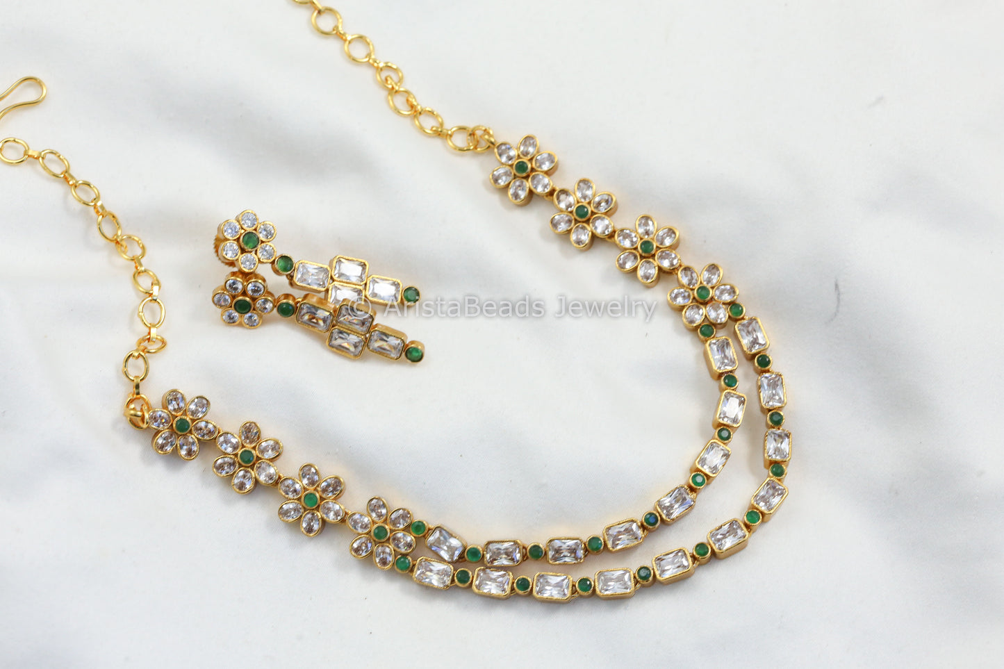 Gram Gold CZ Emerald Necklace Set