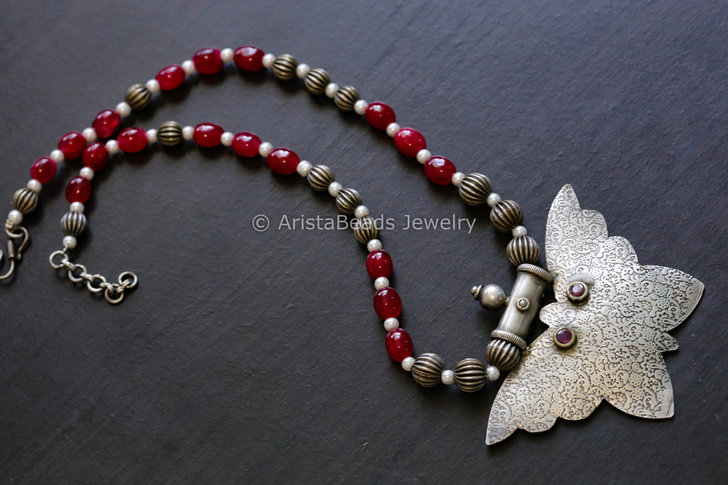 Handmade Silver Look Beaded Necklace - Style 4