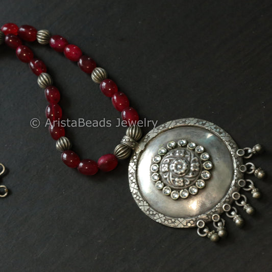 Handmade Silver Look Beaded Necklace - Style 2