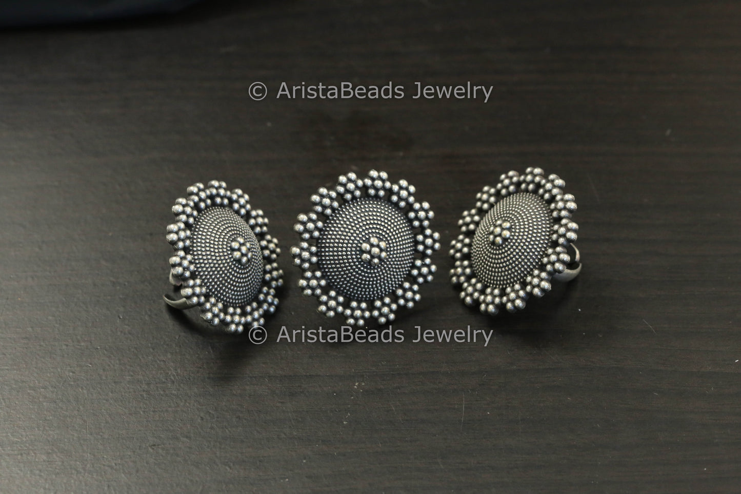 Oxidized Round Adjustable Ring
