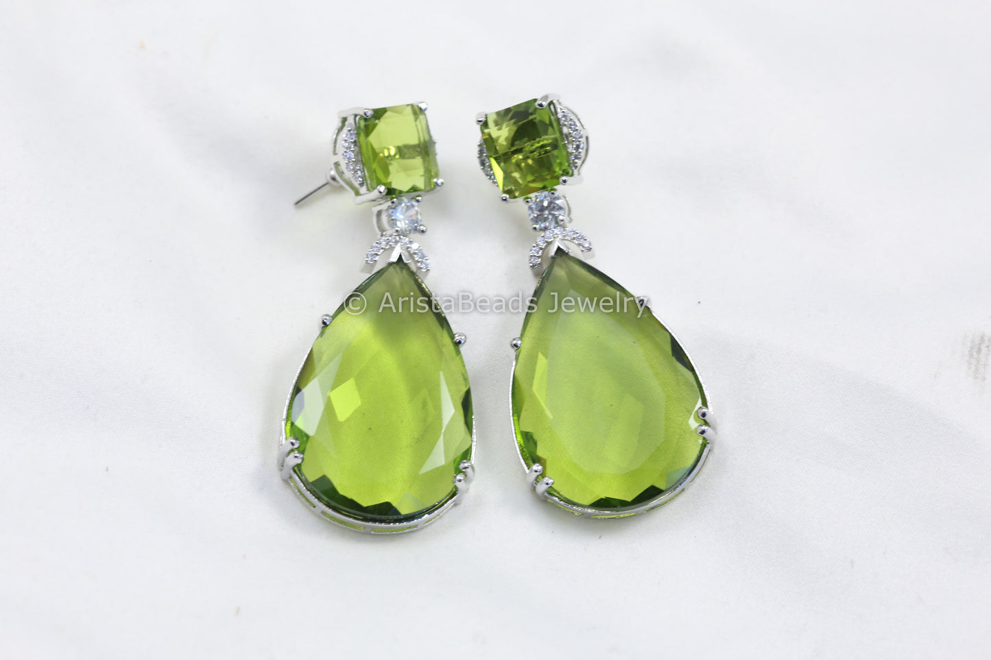 Peridot Hydro & CZ Earrings
