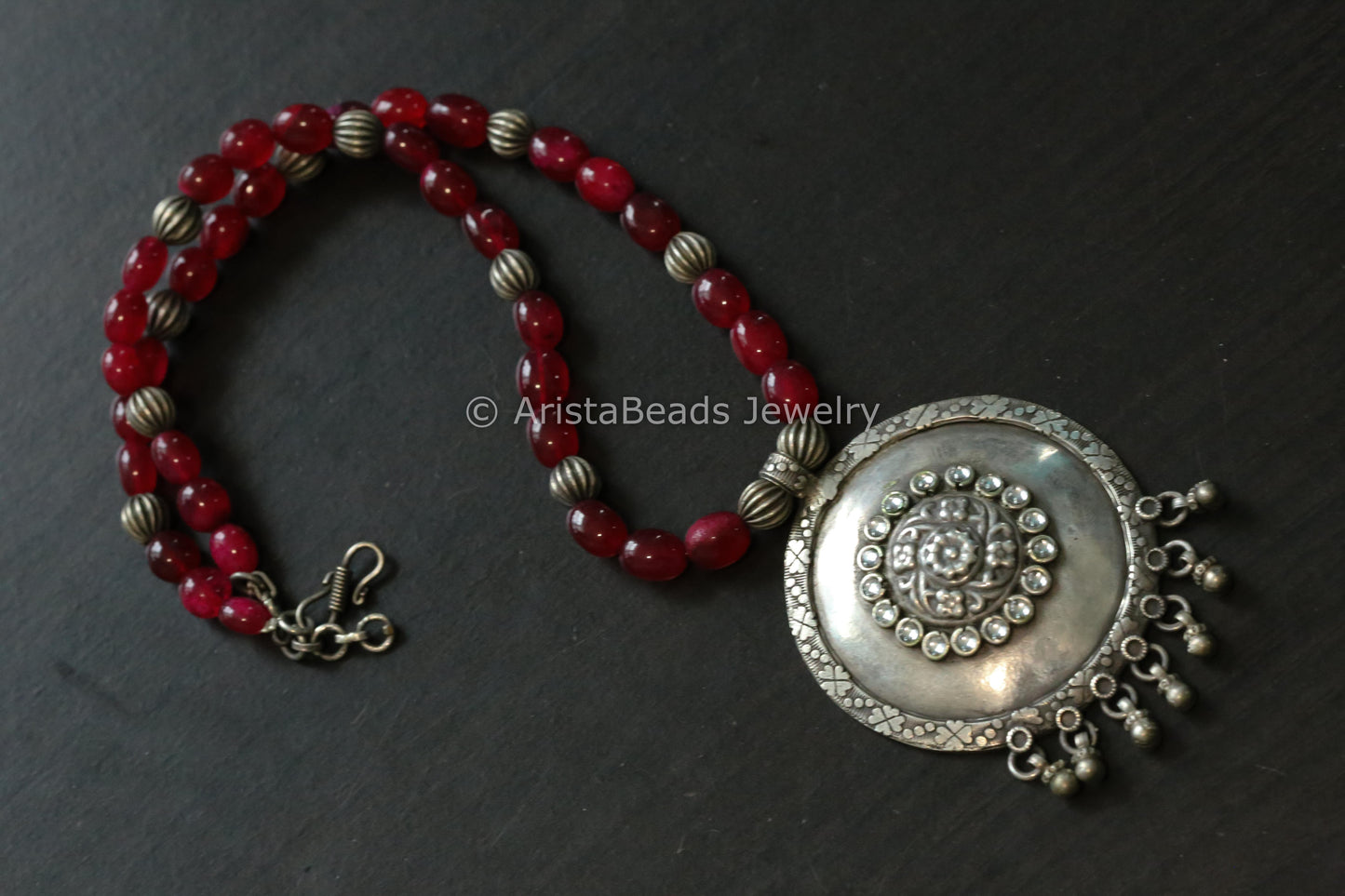 Handmade Silver Look Beaded Necklace - Style 2