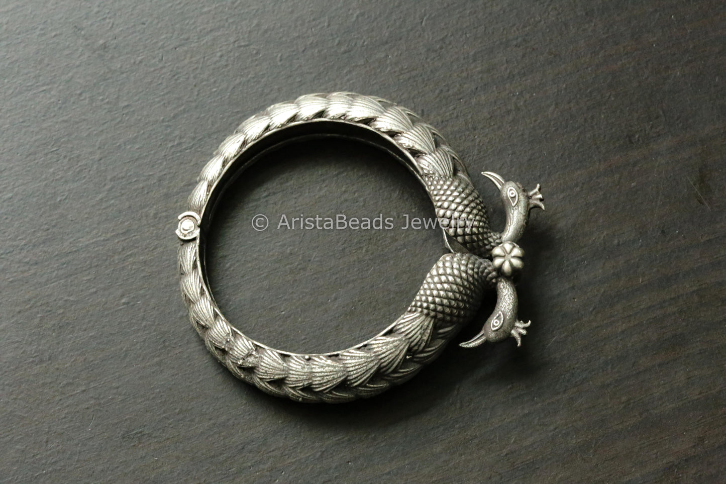 Silver Look Peocock Bangle