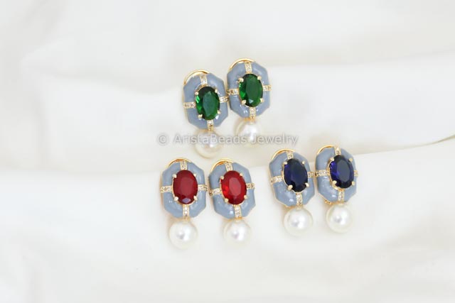 Enamel & CZ Studs