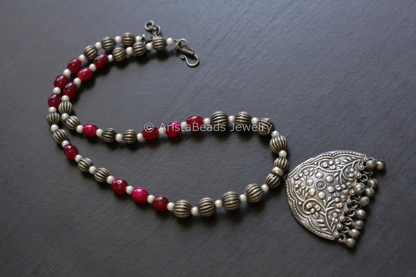 Handmade Silver Look Beaded Necklace - Style 5