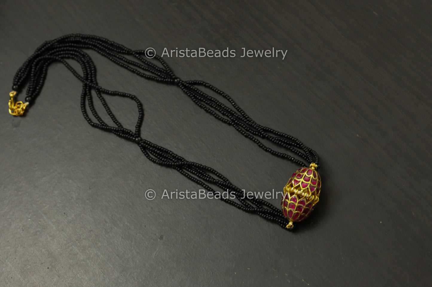 Multi Strand Jadau Pendant Necklace