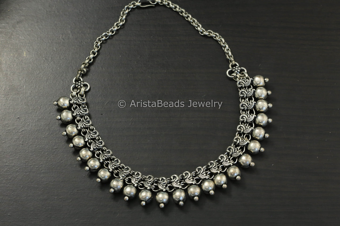 Oxidized Peacock Motif Necklace