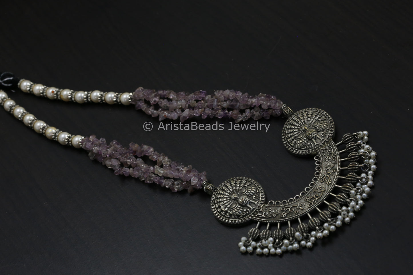 Oxidized Necklace - Amethyst