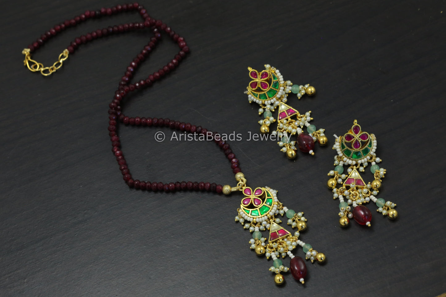 Dainty Pachi Kundan Necklace - Ruby