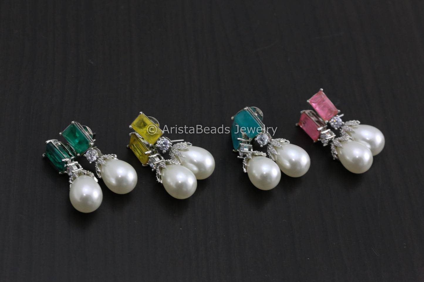 Dainty Doublet CZ & Pearls Earrings