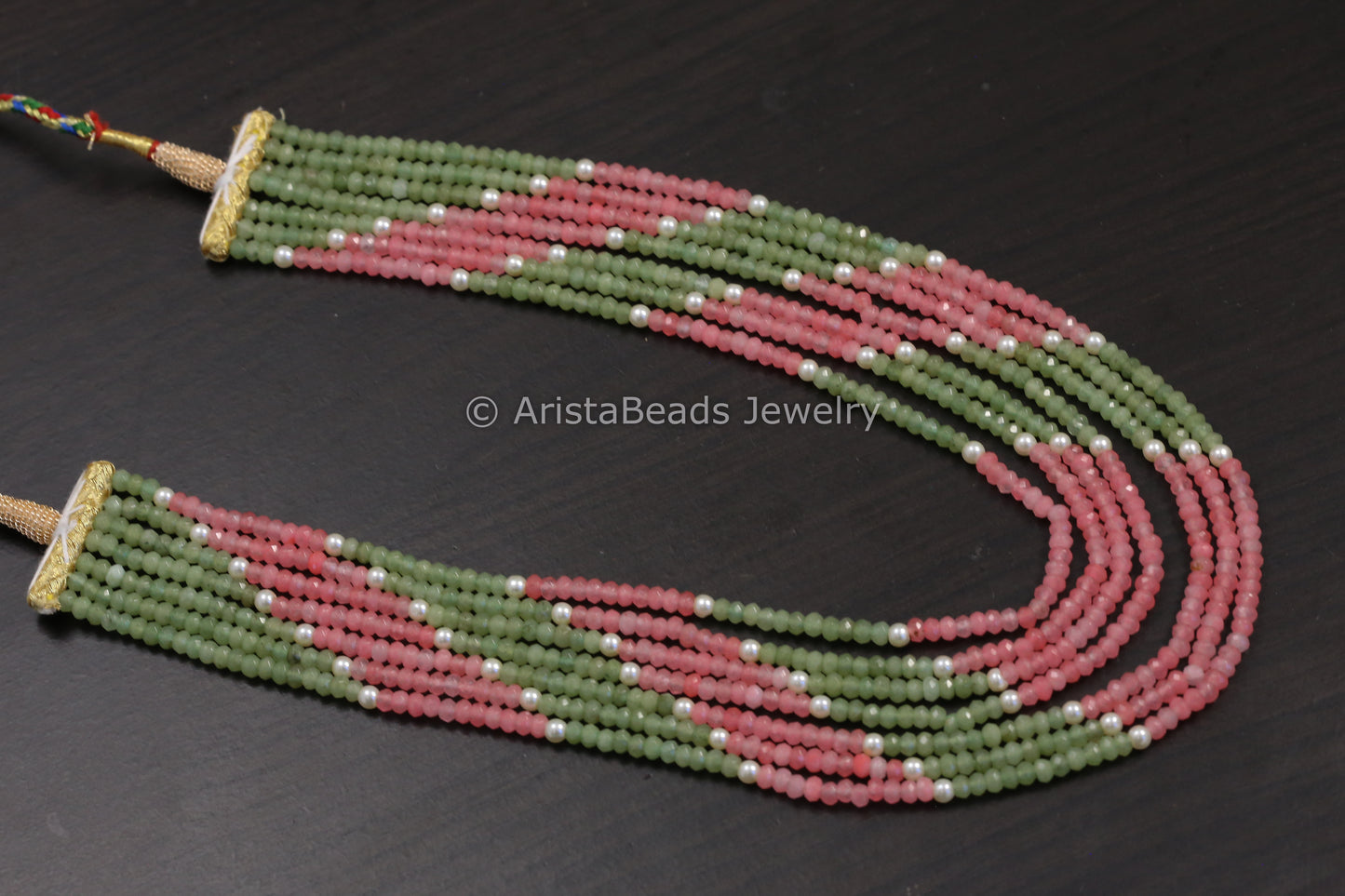 7 Strand Semiprecious Beads Necklace - Color 1