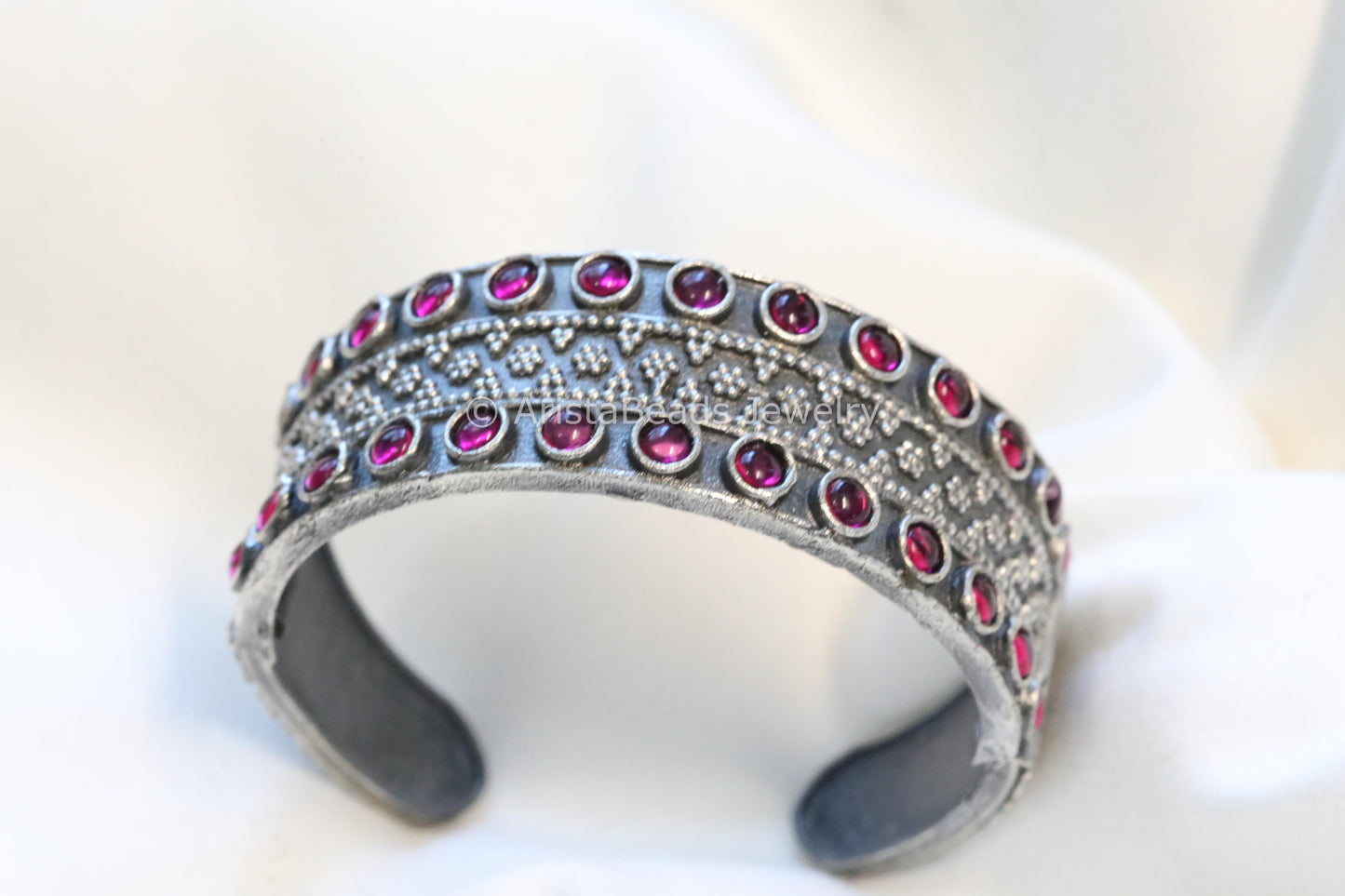Silver Look Cuff - Ruby