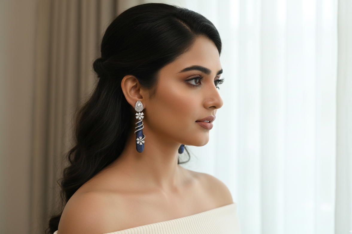 Pave Micro CZ Earrings - Blue