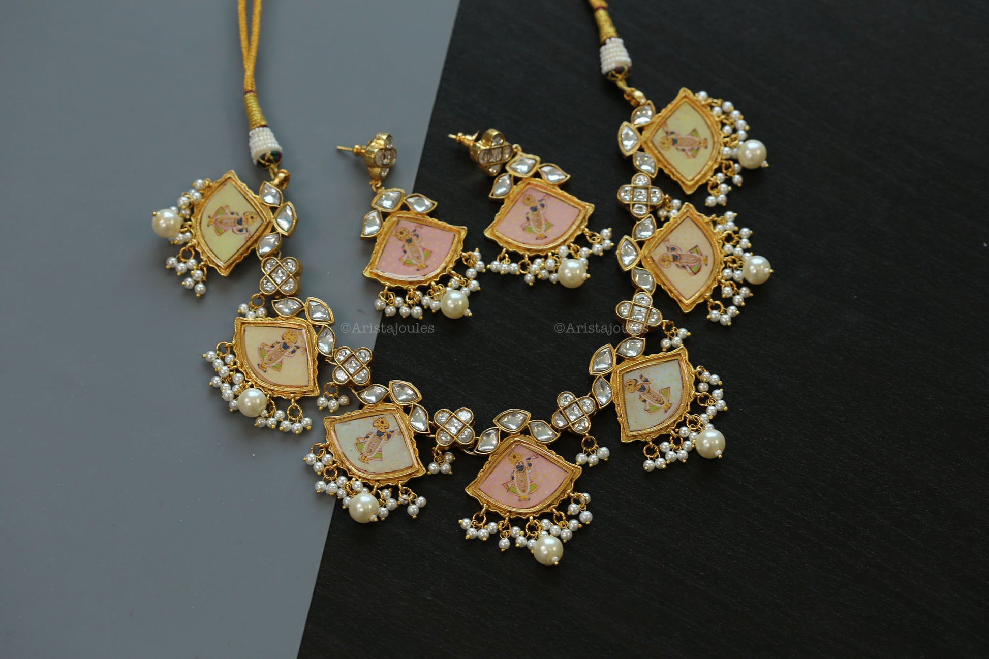 Srinathji Krishna Jadau Kundan Necklace Set