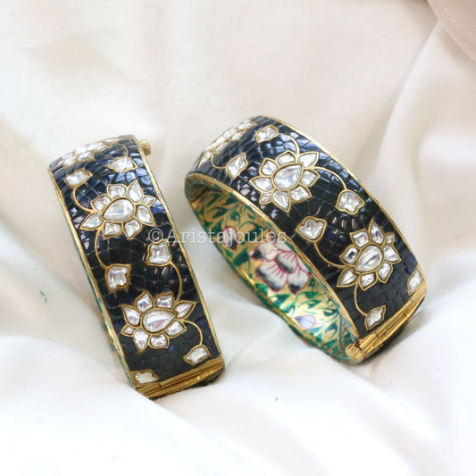 Aayat Takkar Jadau Kundan Bangle - Dark Blue