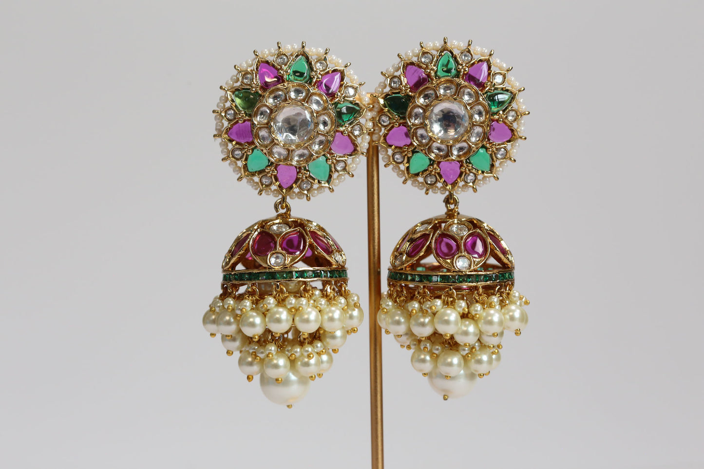 Surya Kundan Polki Jhumka - Multi