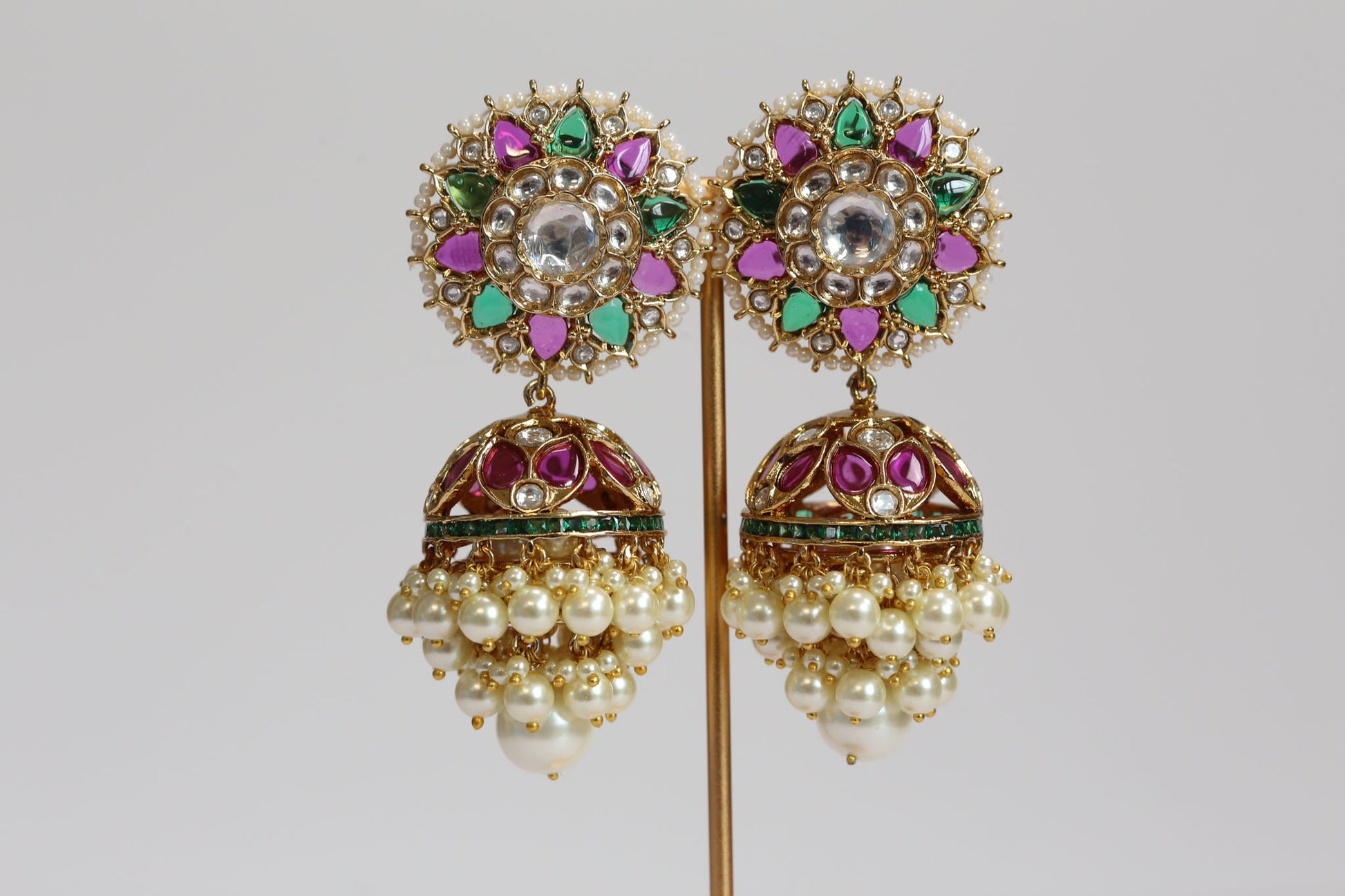 Surya Kundan Polki Jhumka - Multi
