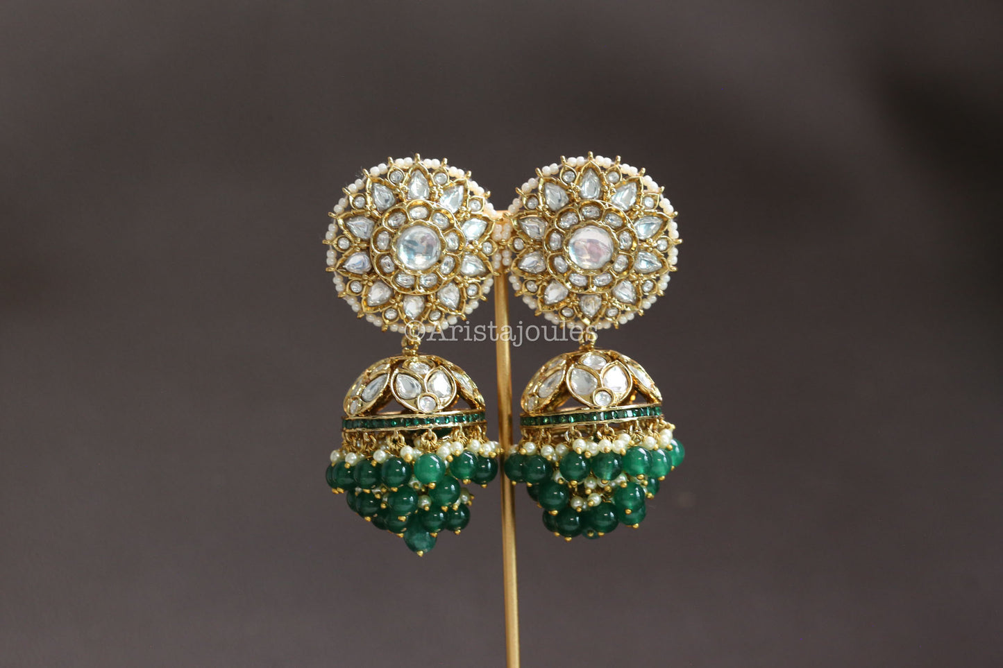 Surya Kundan Polki Jhumka - Clear