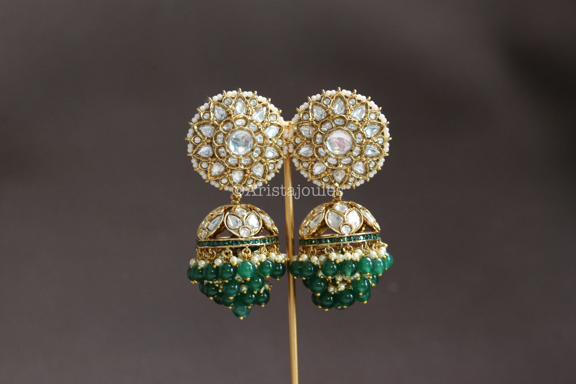 Surya Kundan Polki Jhumka - Clear