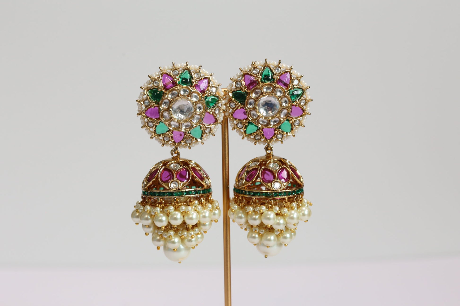 Surya Kundan Polki Jhumka - Multi