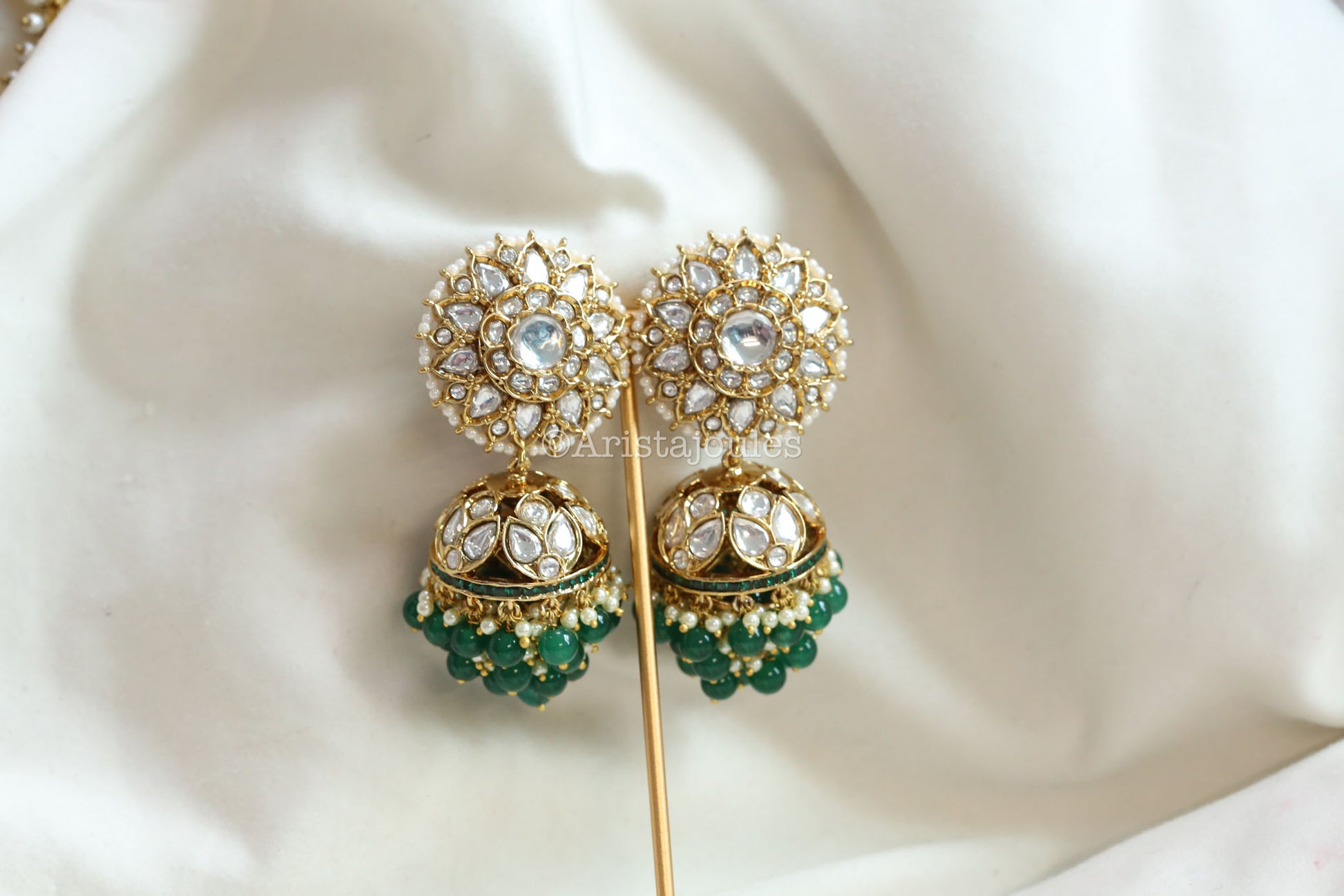 Surya Kundan Polki Jhumka - Clear
