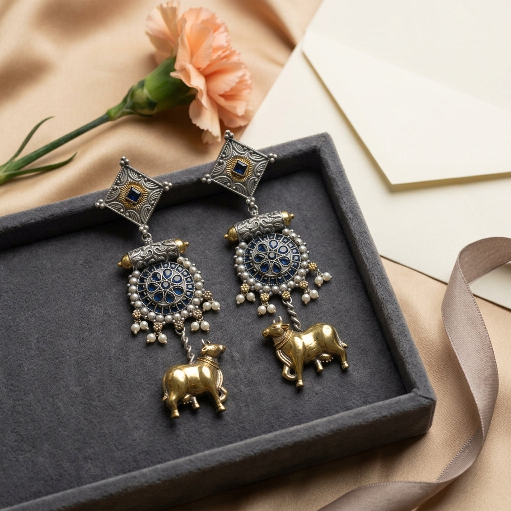 Nandi Dual Tone Earrings