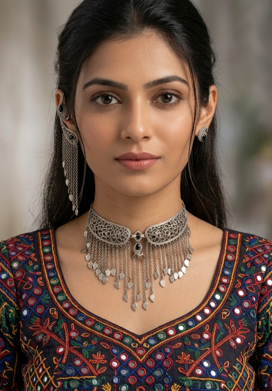 Kinjal Dave Style Fusion Oxidized Set - Black