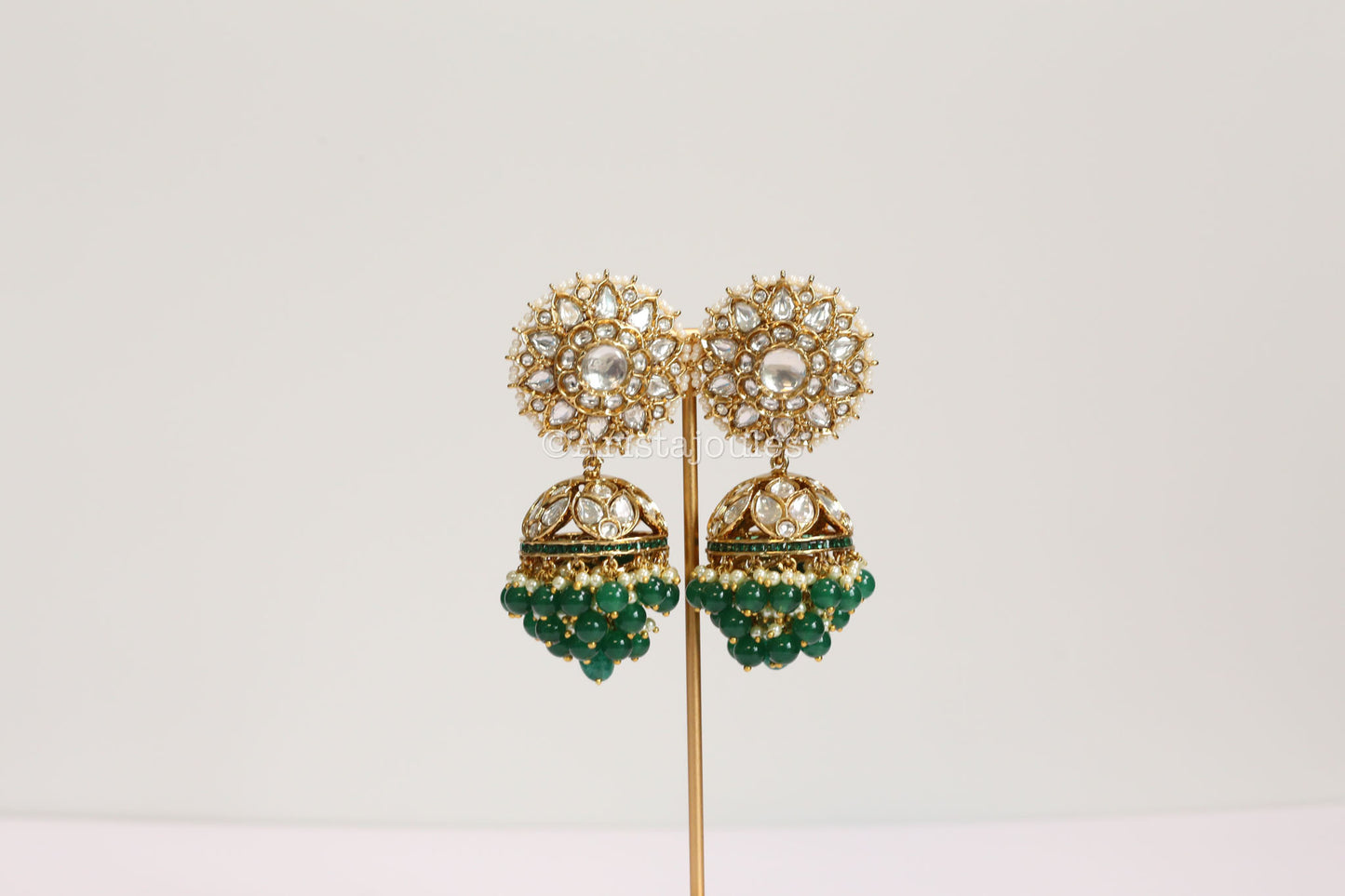 Surya Kundan Polki Jhumka - Clear