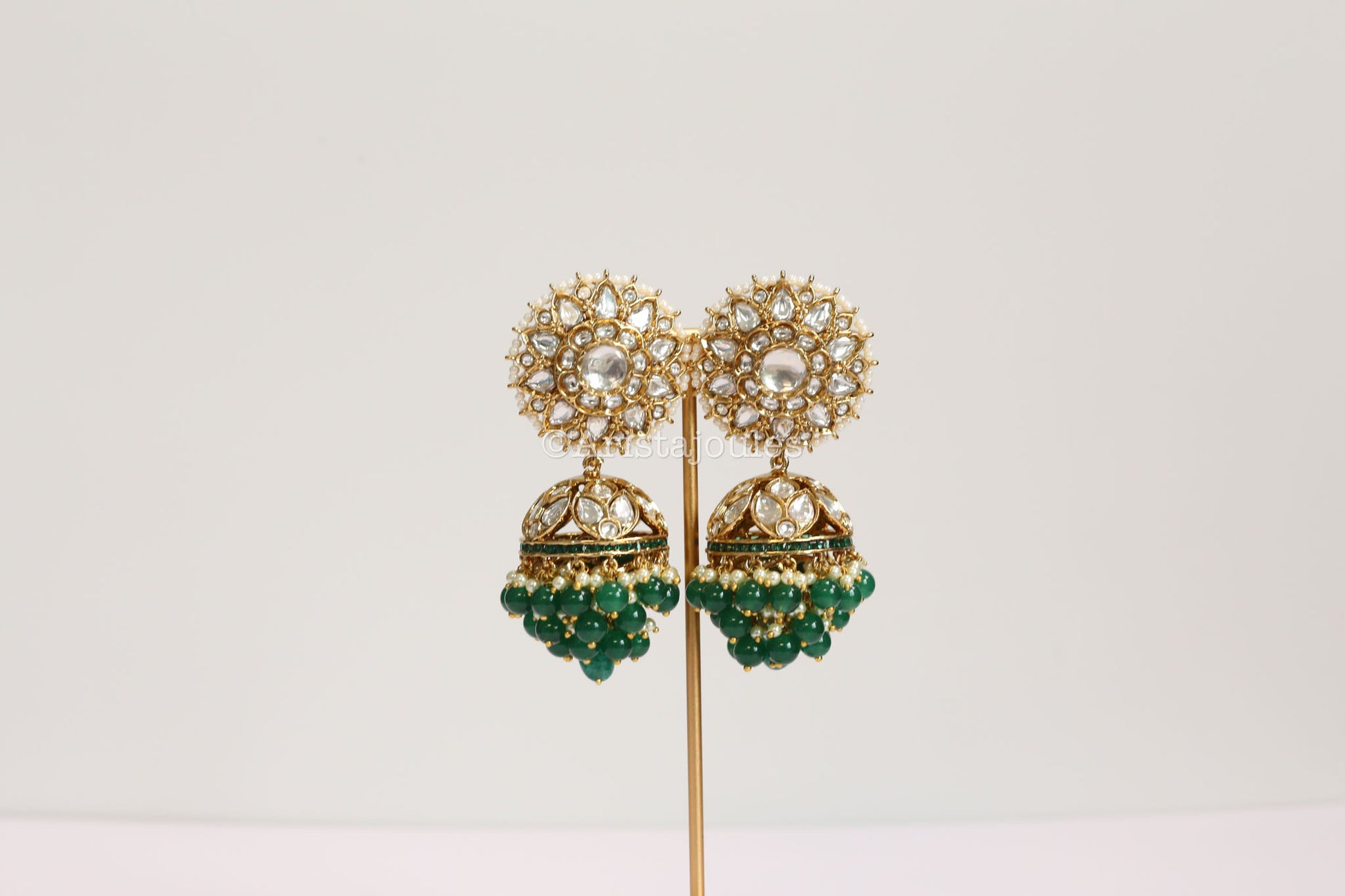 Surya Kundan Polki Jhumka - Clear