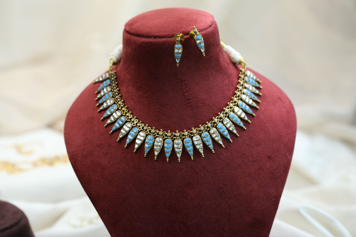Harini Next To Real Silver Necklace Set - Turquoise