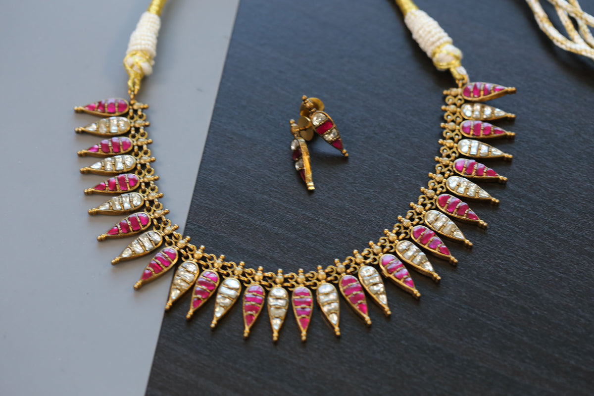 Harini Next To Real Silver Necklace Set - Ruby Clear