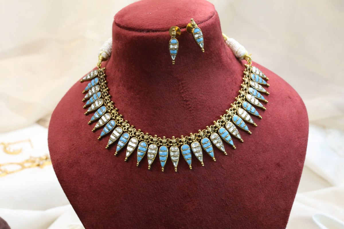 Harini Next To Real Silver Necklace Set - Turquoise