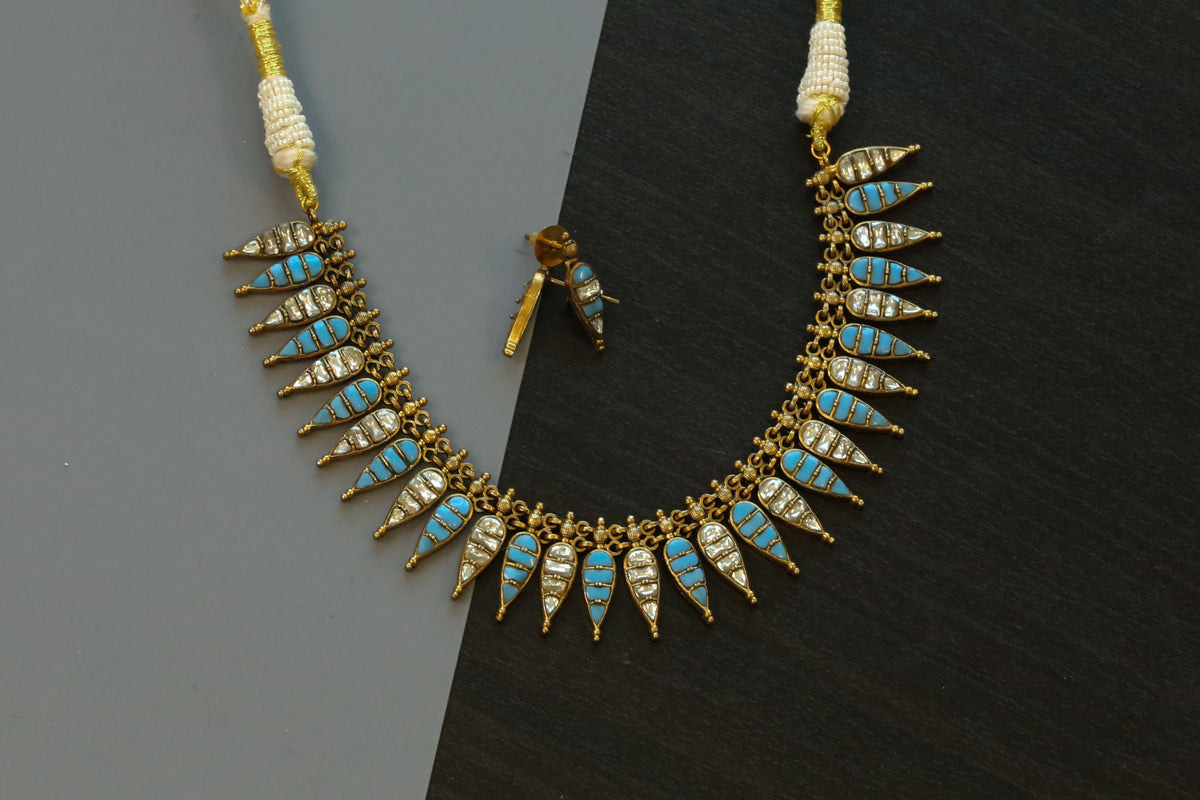 Harini Next To Real Silver Necklace Set - Turquoise