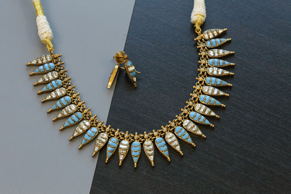 Harini Next To Real Silver Necklace Set - Turquoise