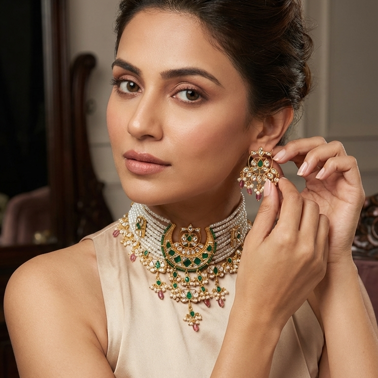 Jadau Kundan Chand Choker Set