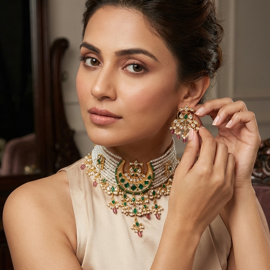 Jadau Kundan Chand Choker Set